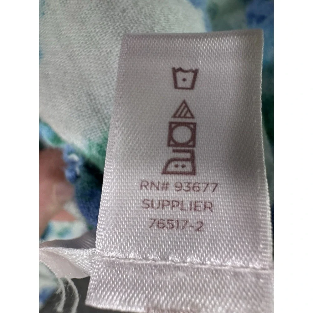 Ambrielle Blue Green Water Color Pajama Sleep Set Cotton Cami Cropped Pants Sz S
